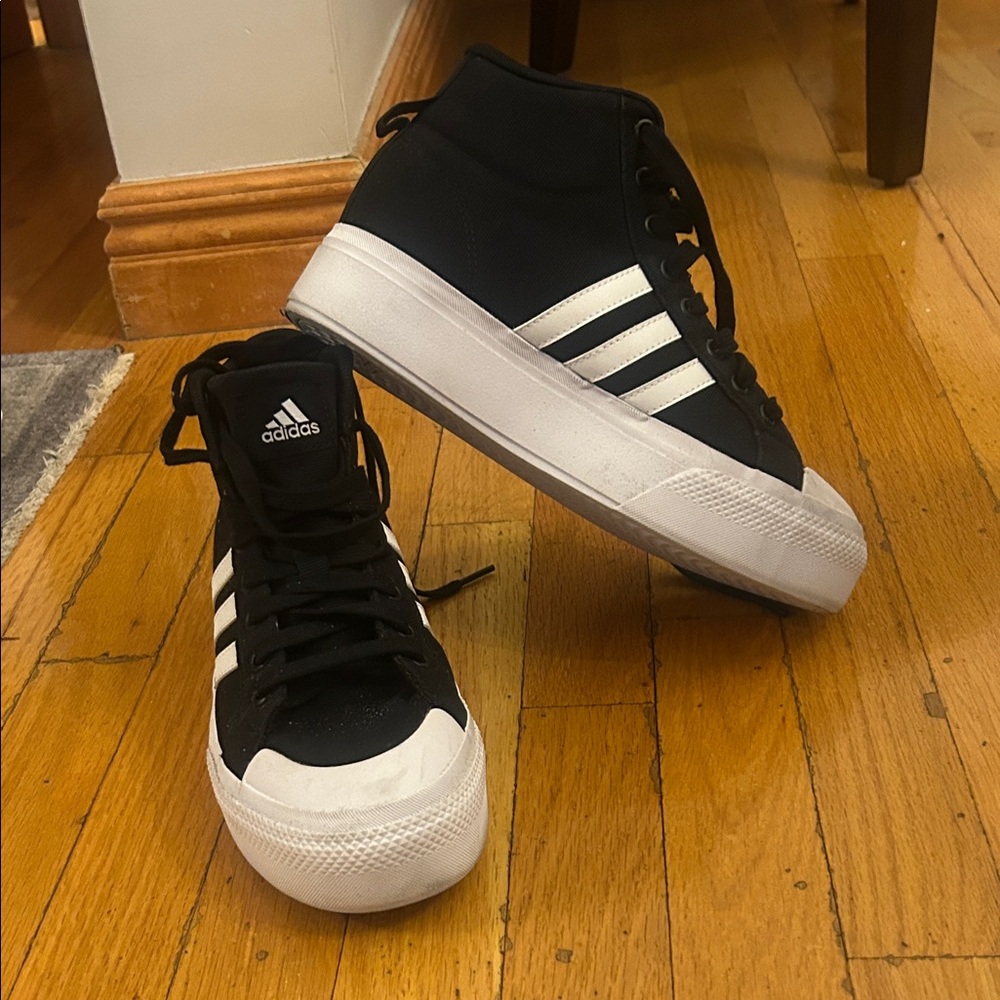 Adidas Black and White Platform Sneakers